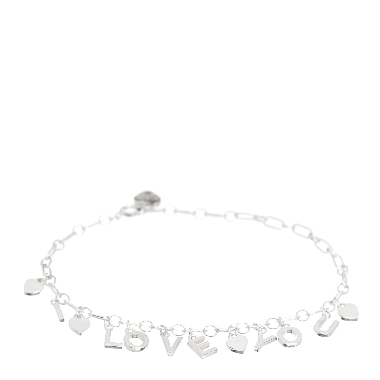 Sterling Silver Enamel I Love You Charm Bracelet Blue