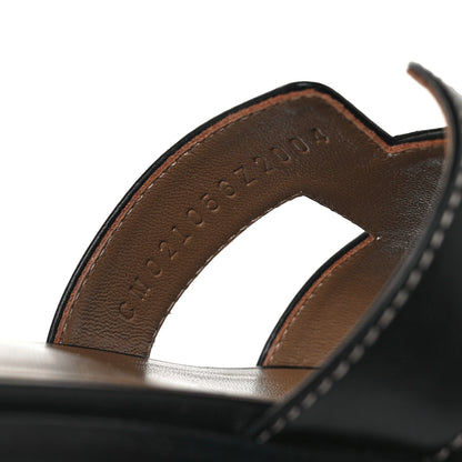Hermes Box Calfskin Oran Sandals 36 Black 8 of 9