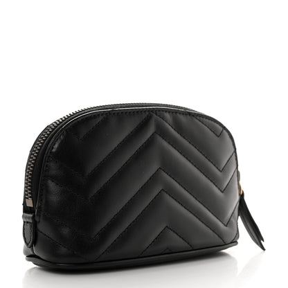 Gucci Calfskin Matelasse GG Marmont Pouch Cosmetic Case Black 3 of 7
