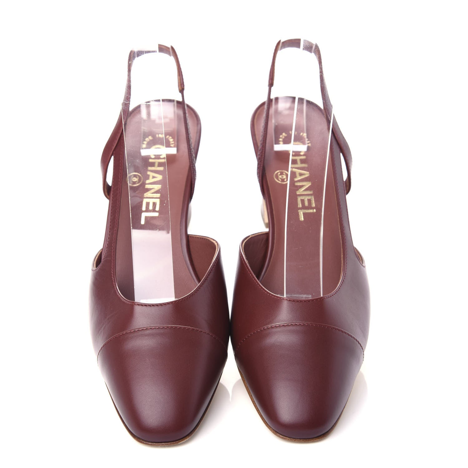 Chanel Calfskin Cap Toe CC Slingback Pumps 37 Brown 5 of 10