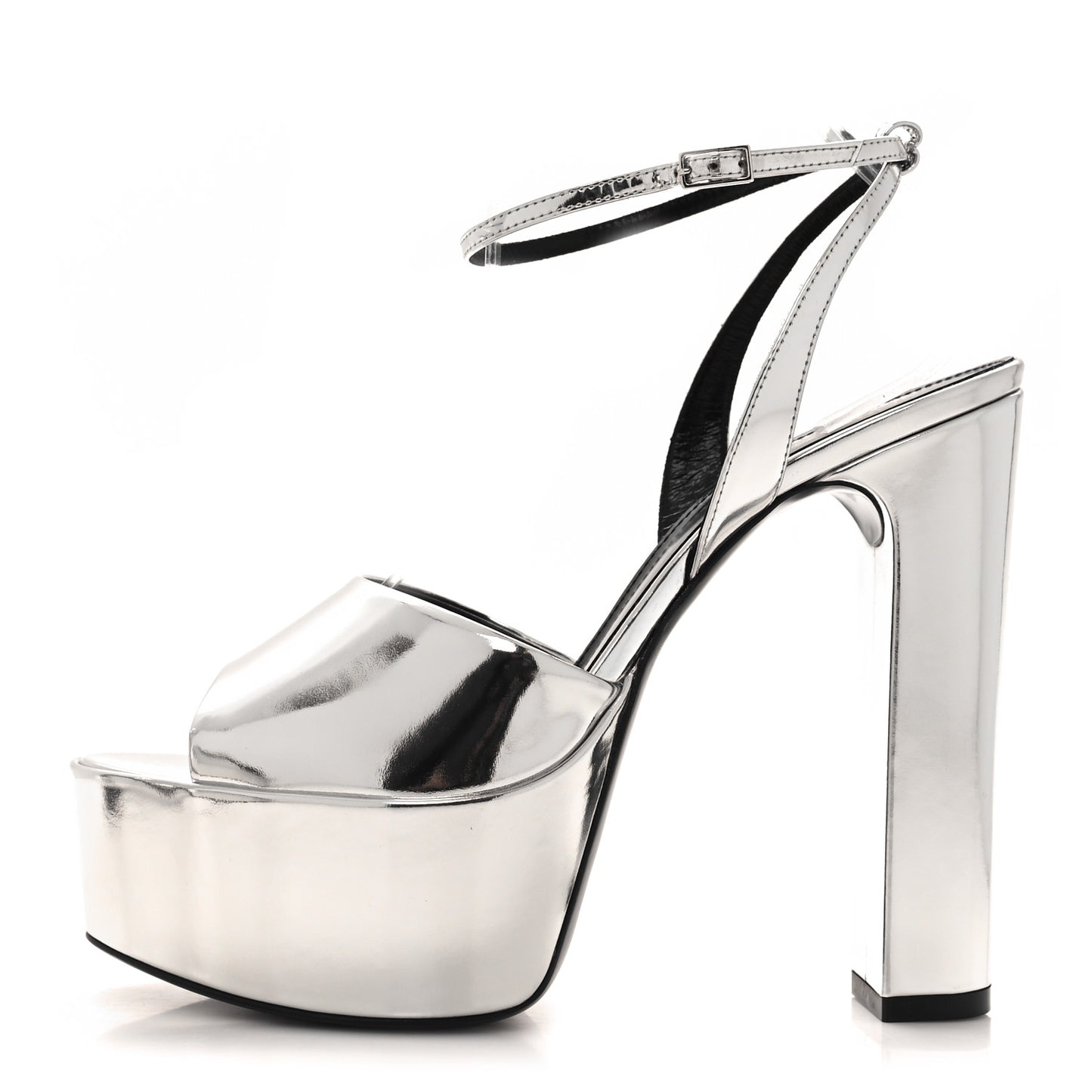 Metallic Patent Jodie 95 Platform Sandals 40 Silver