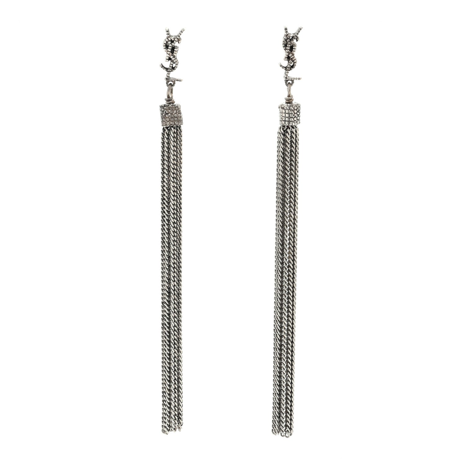 Saint Laurent Metal Monogram Loulou Tassel Earrings Silver 1 of 3