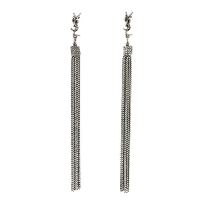 Saint Laurent Metal Monogram Loulou Tassel Earrings Silver 1 of 3
