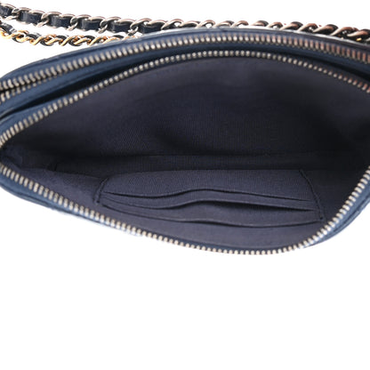 Chanel Aged Calfskin Quilted Small Gabrielle Clutch With Chain Navy Black 4 of 14