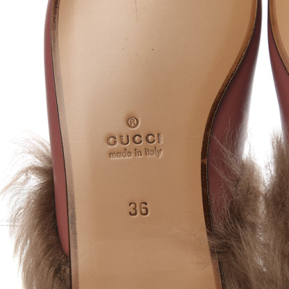 Gucci Calfskin Fur Womens Princetown Slippers 36 Lipstick Rose Natural 9 of 10