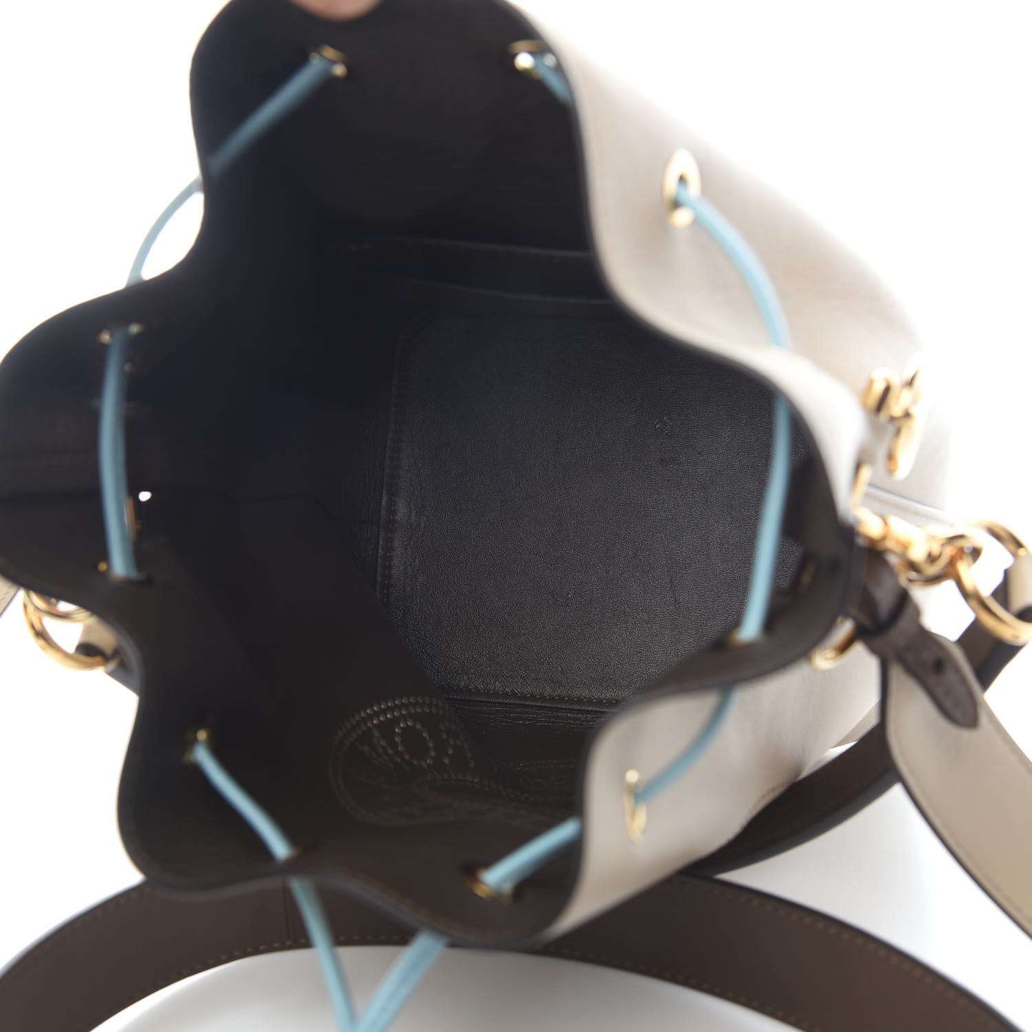 Fendi Vitello Grace F is Fendi Stamp Patch Perforated Small Mon Tresor Bucket Bag Nuvola 5 of 8