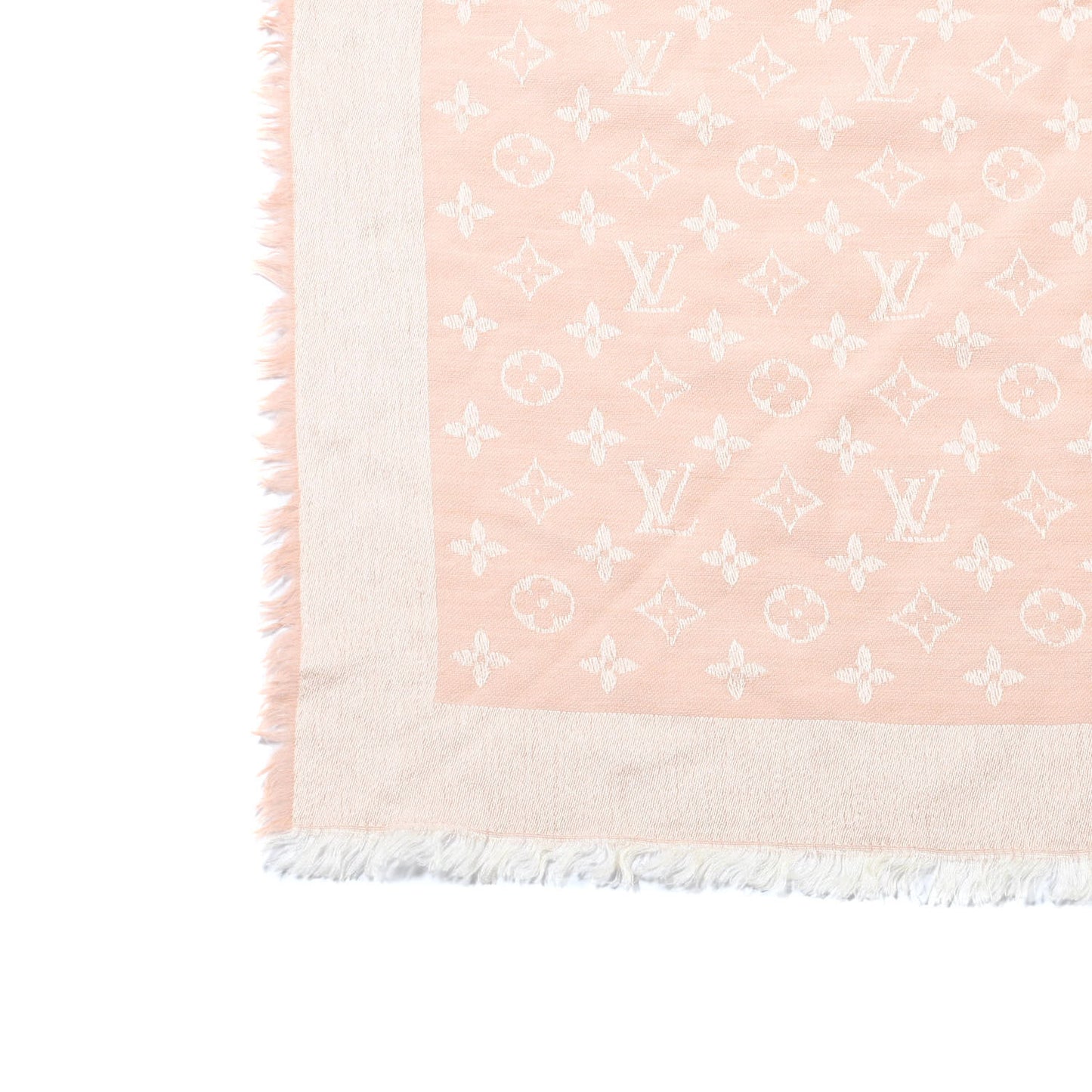 Silk Wool Monogram Shawl Rose
