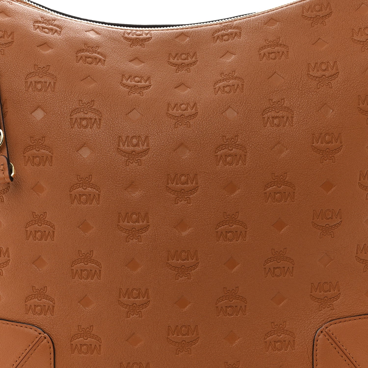 MCM Calfskin Ottomar Monogram Medium Klara Hobo Cognac 7 of 9