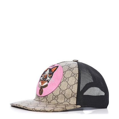 Gucci GG Supreme Monogram Bosco Patch Baseball Hat 57 Beige Malva 1 of 8