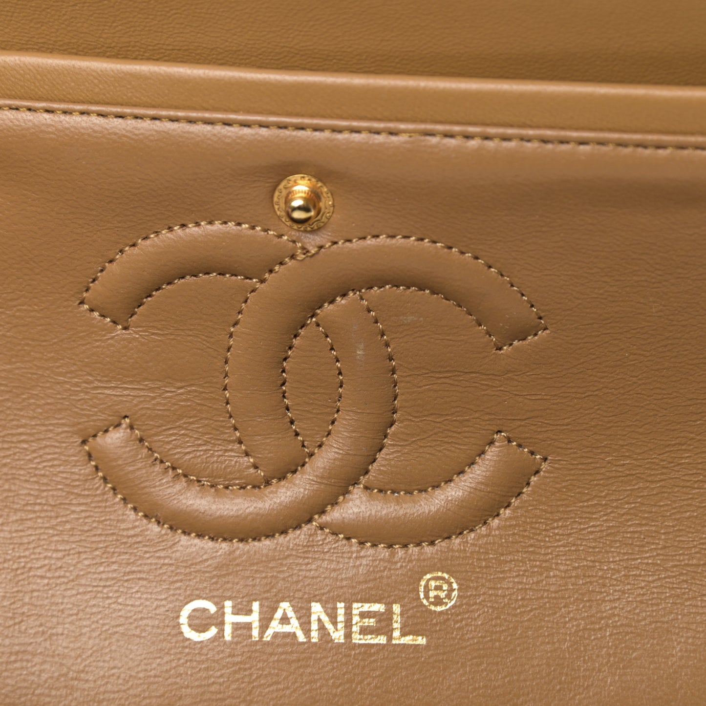 Lambskin Quilted Small Double Flap Beige