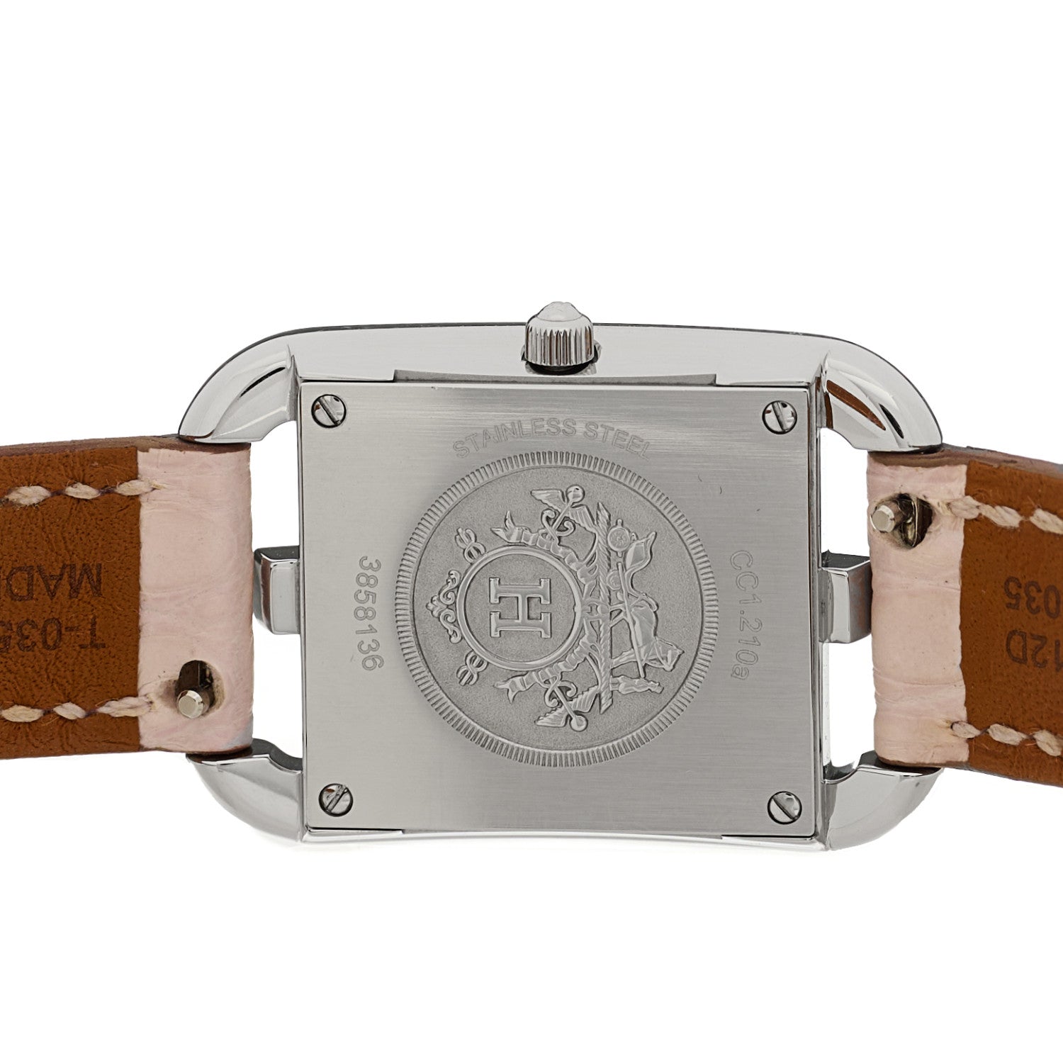 Hermes Stainless Steel Alligator Diamond Mother of Pearl 23mm Cape Cod Quartz Watch Pink 4 of 5