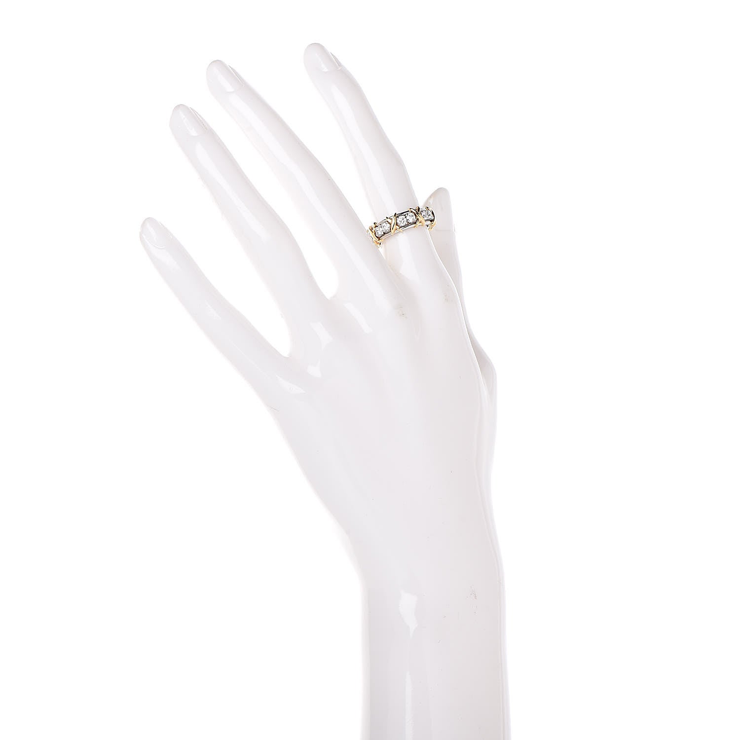 Tiffany 18K Yellow Gold Platinum Diamond Schlumberger Sixteen Stone Ring 48 4.5 2 of 5