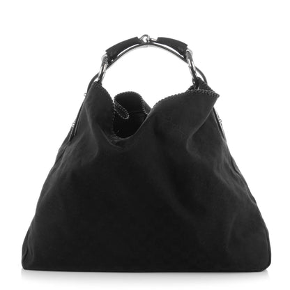 Gucci Monogram Large Horsebit Chain Hobo Black 1 of 7