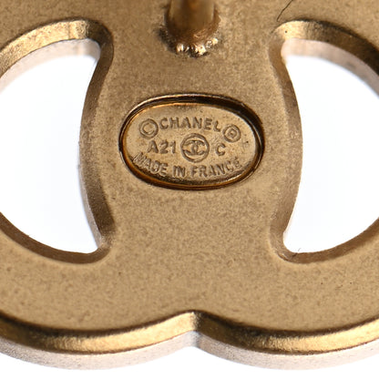 Chanel Matte Metal Crystal CC Earrings Gold 4 of 4
