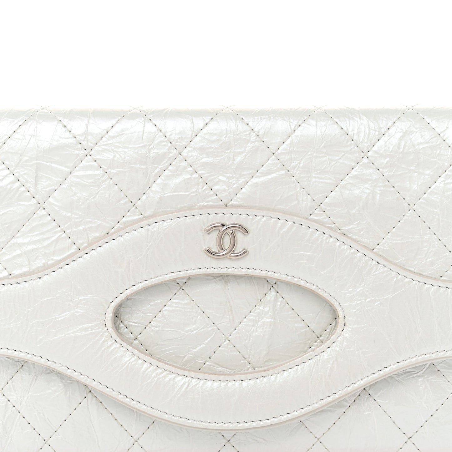 Iridescent Aged Calfskin Small 31 Pouch White