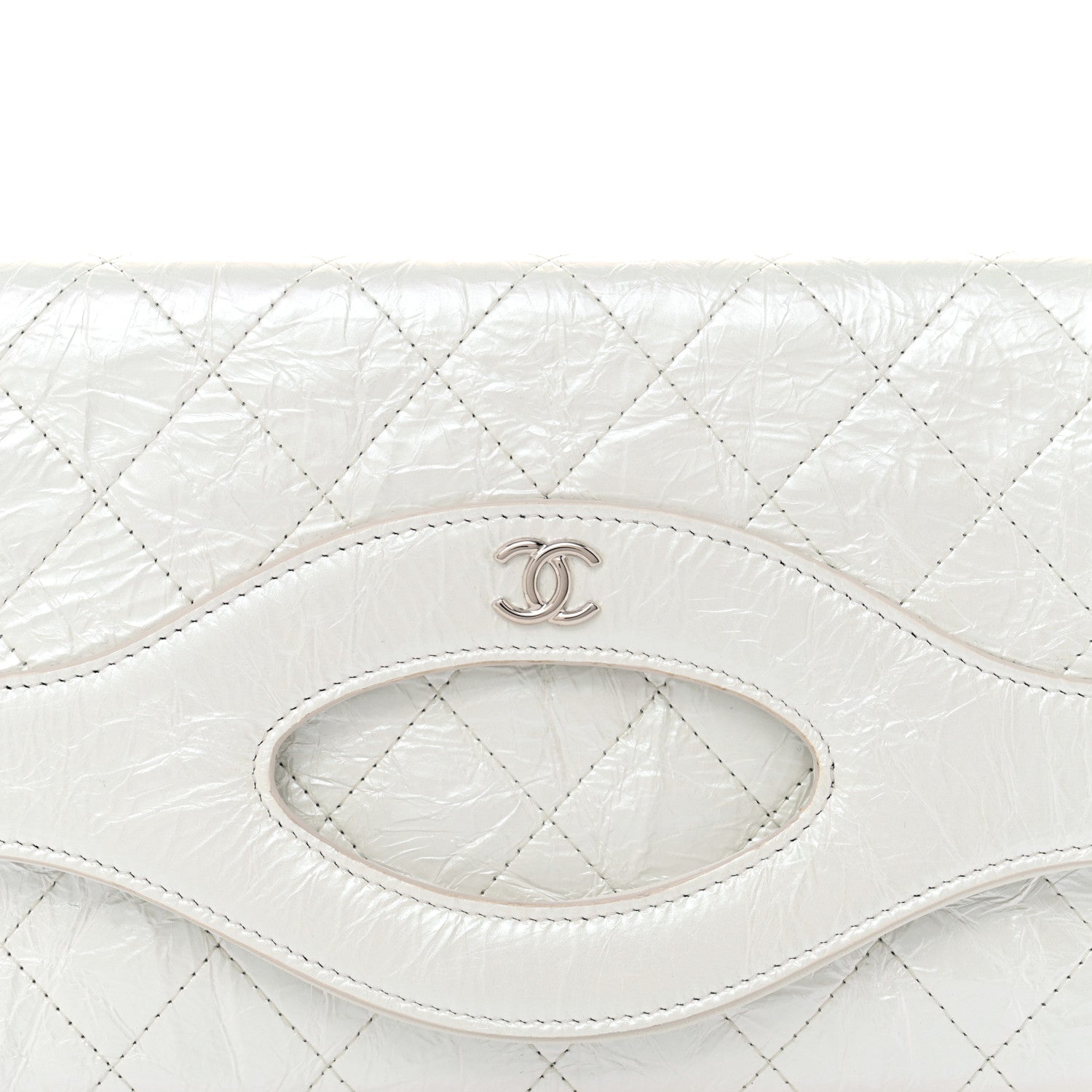 Chanel Iridescent Aged Calfskin Small 31 Pouch White 8 of 14
