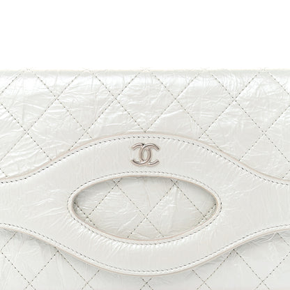 Chanel Iridescent Aged Calfskin Small 31 Pouch White 8 of 14