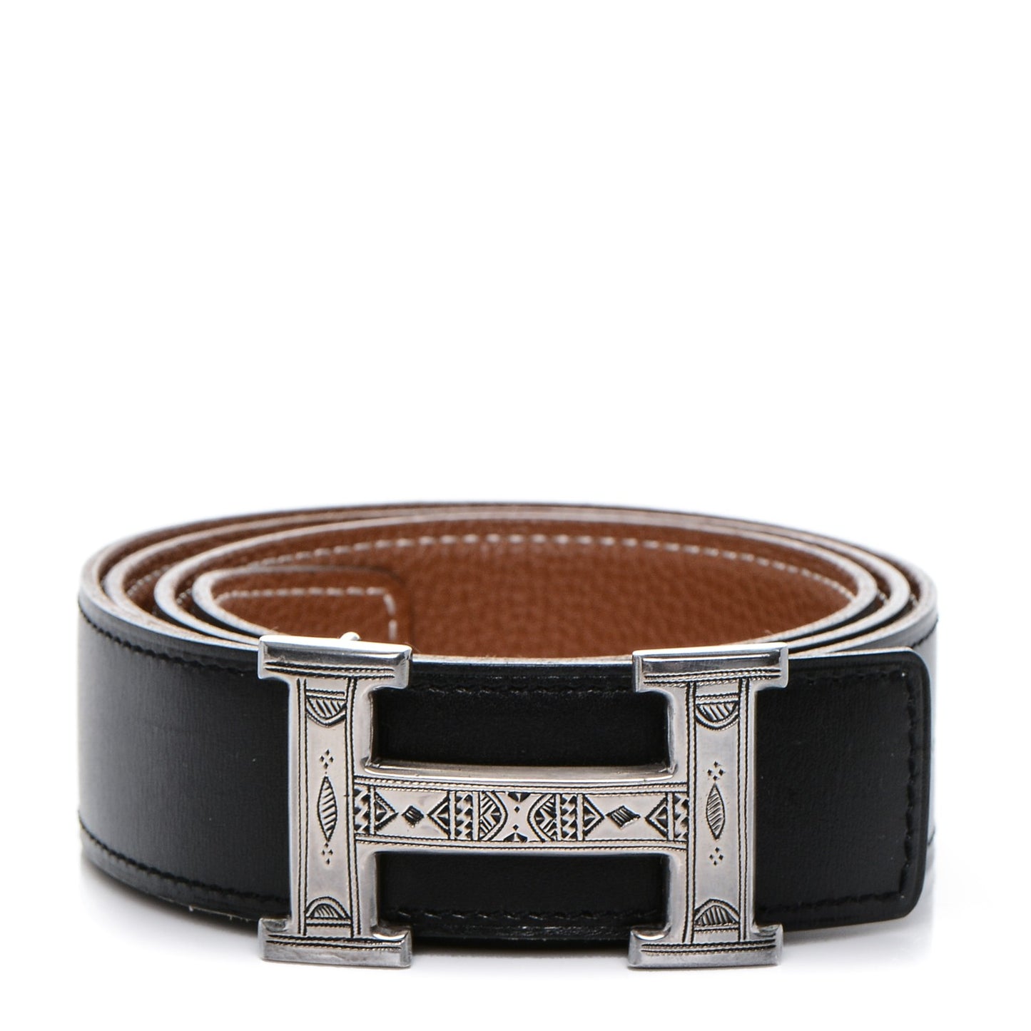 Box Togo Sterling Silver Touareg 32mm H Belt 90 Black Gold