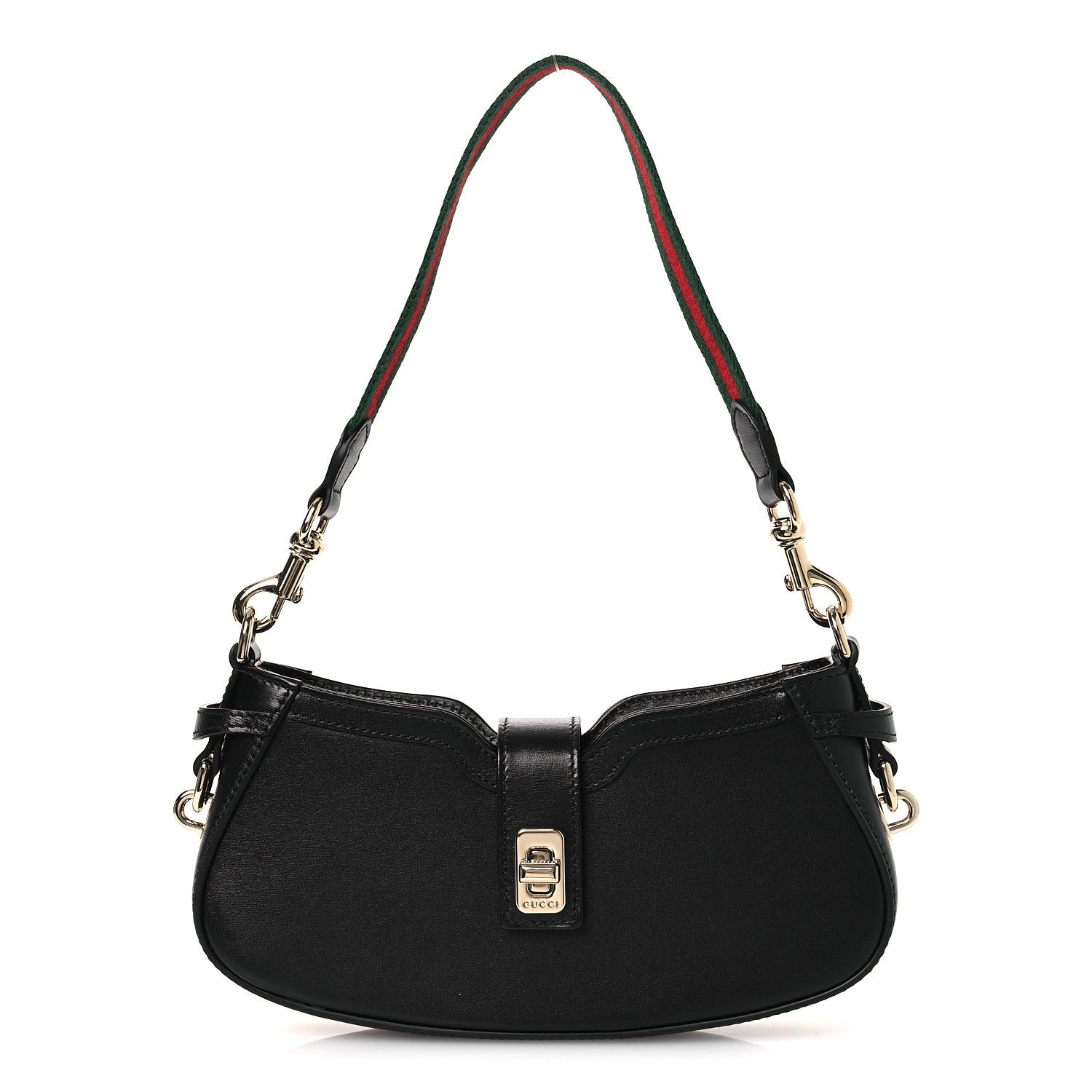 Gucci Calfskin Mini Moon Side Shoulder Bag Black 1 of 9