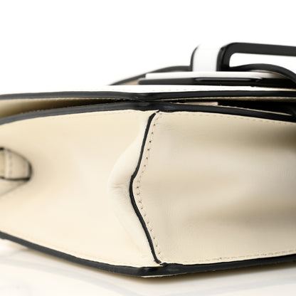 Prada City Calf Plex Ribbon Bag White Black 8 of 12