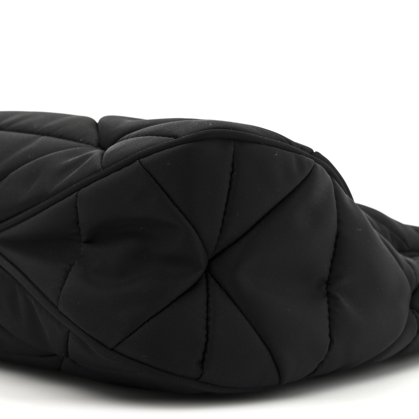Re-Nylon Triangle Quilted Padded Patchwork System Large Shoulder Bag Black
