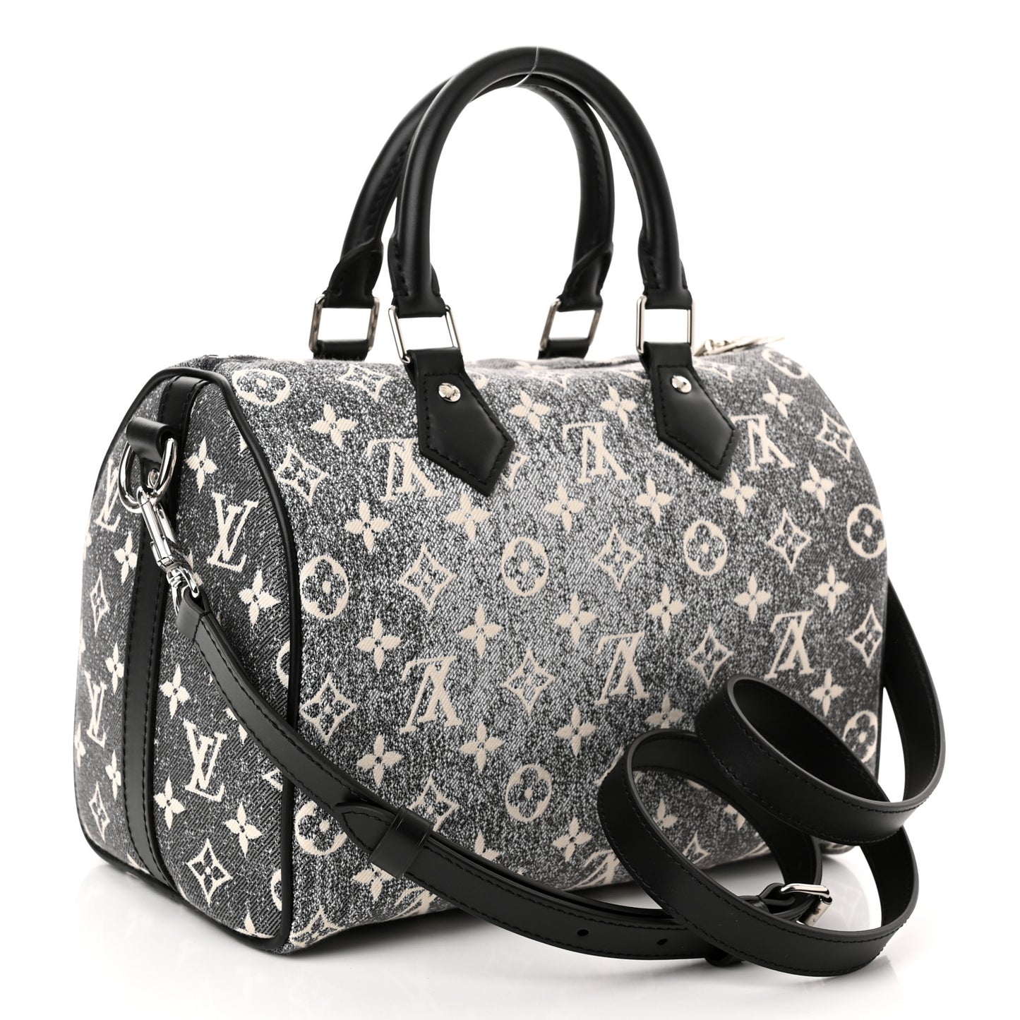 Denim Monogram Jacquard Speedy Bandouliere 25 Black
