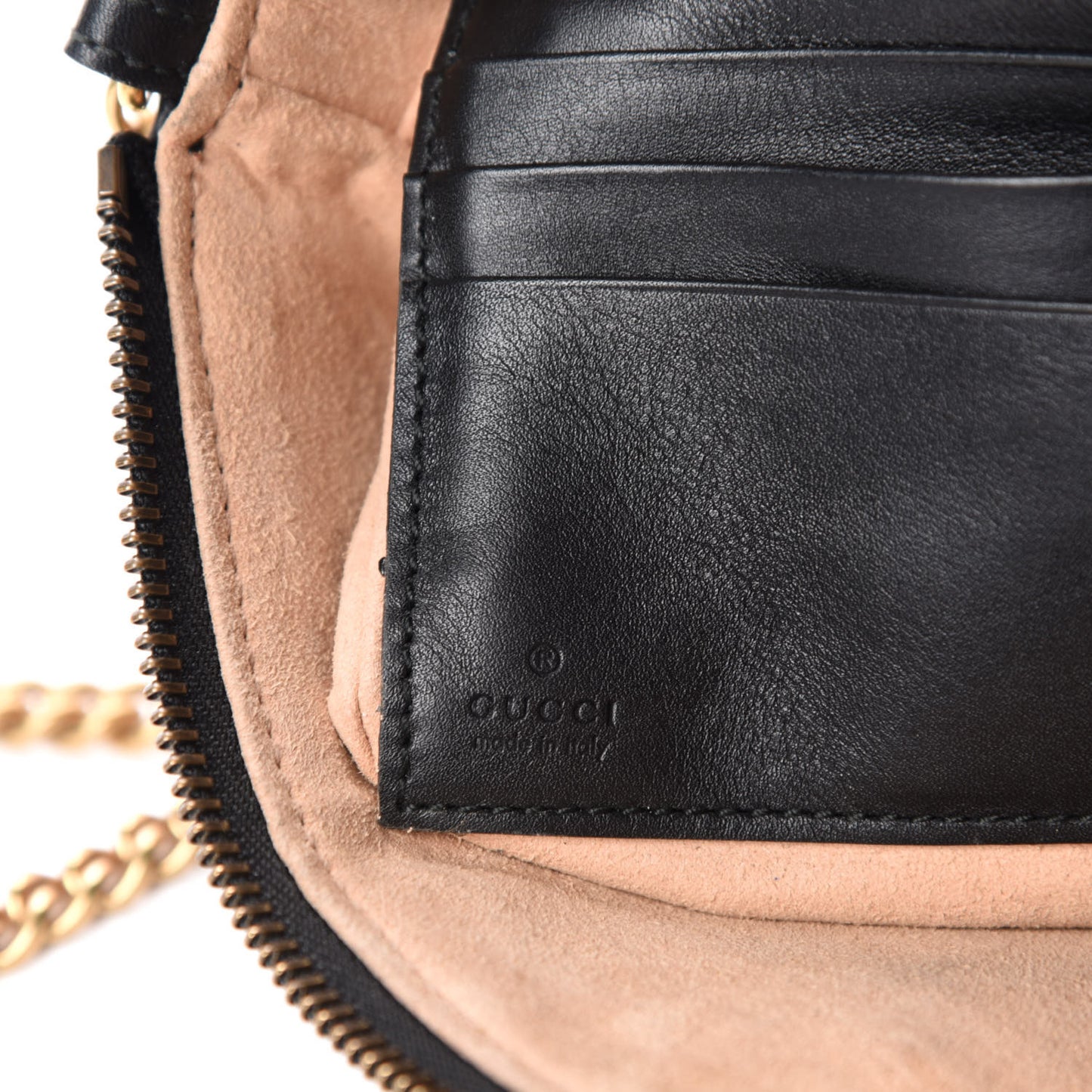 Calfskin Matelasse Mini GG Marmont Chain Bag Black