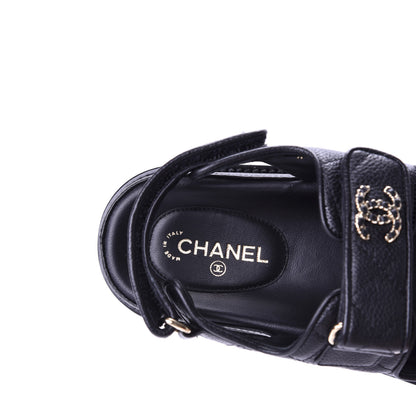 Chanel Grained Calfskin Velcro Dad Sandals 36 Black 7 of 10