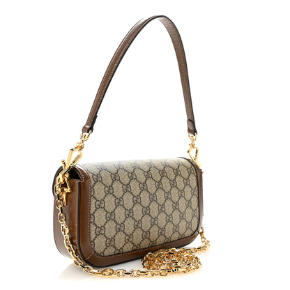 Gucci GG Supreme Monogram Small Horsebit 1955 Chain Shoulder Bag Beige Ebony Brown Sugar 3 of 11