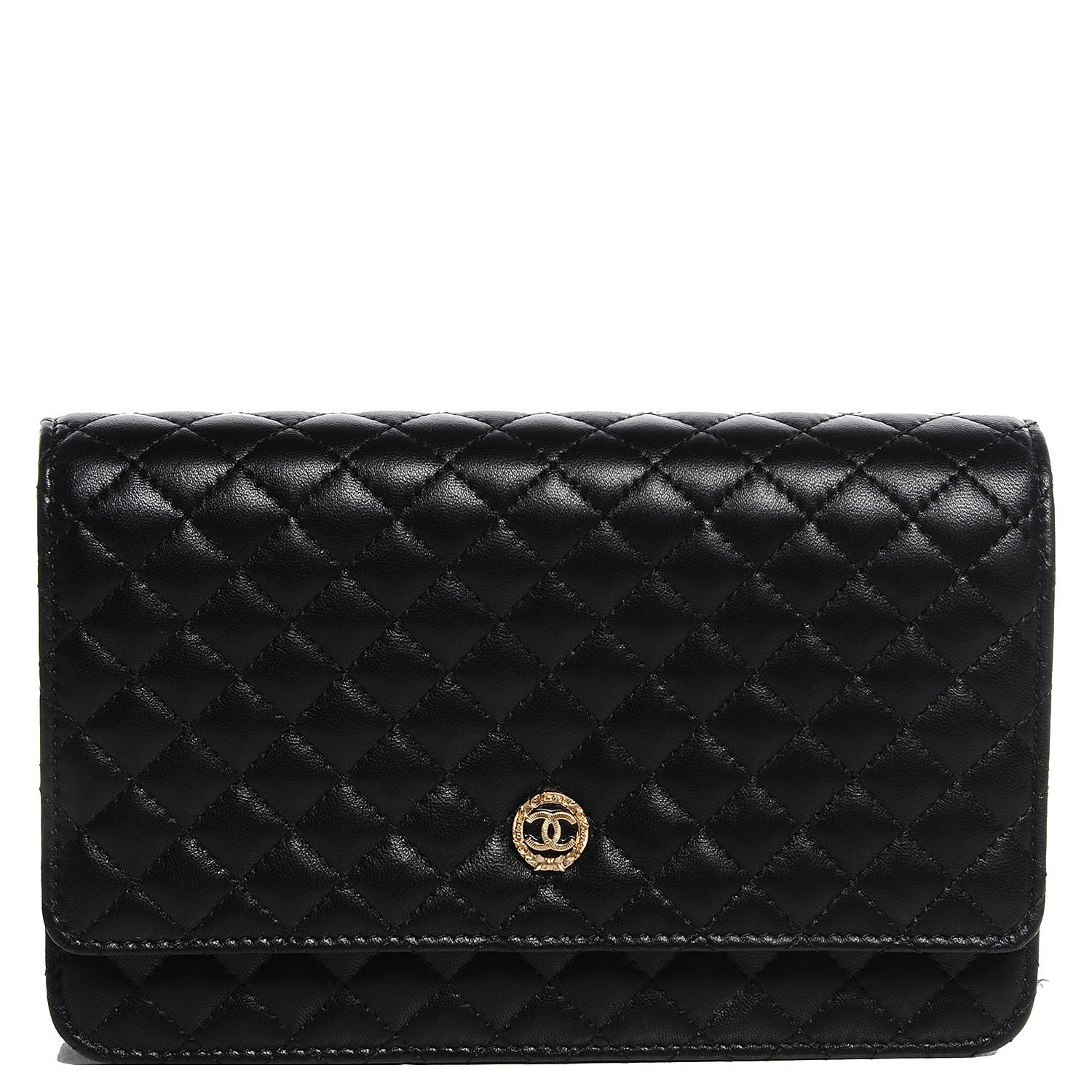 Chanel Lambskin Micro Quilted Wallet On Chain WOC Black 1 of 9