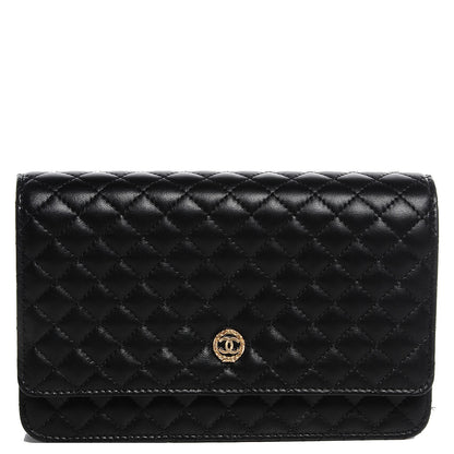 Chanel Lambskin Micro Quilted Wallet On Chain WOC Black 1 of 9