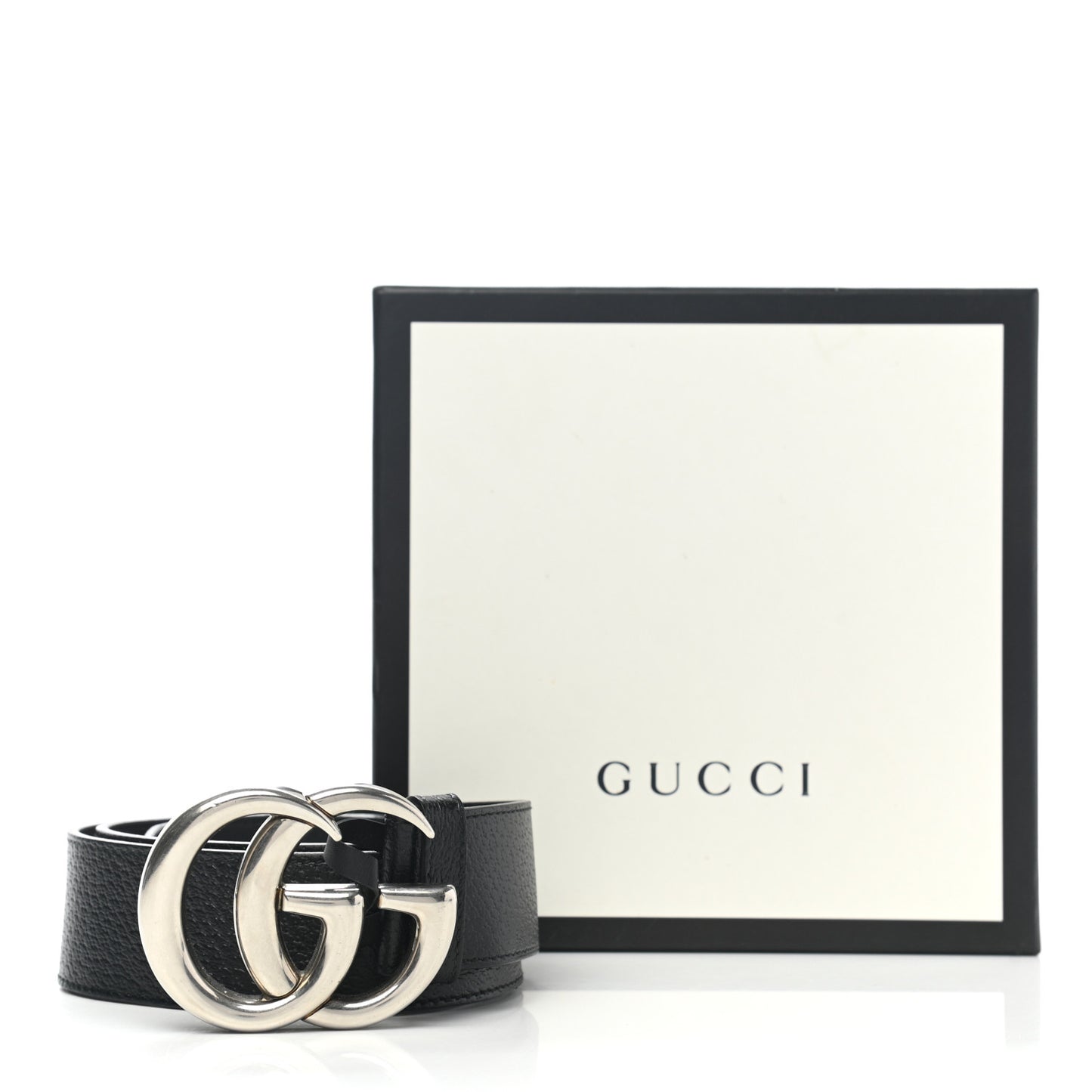 Textured Dollar Calfskin Nickel Double G 40mm Belt 80 32 Black