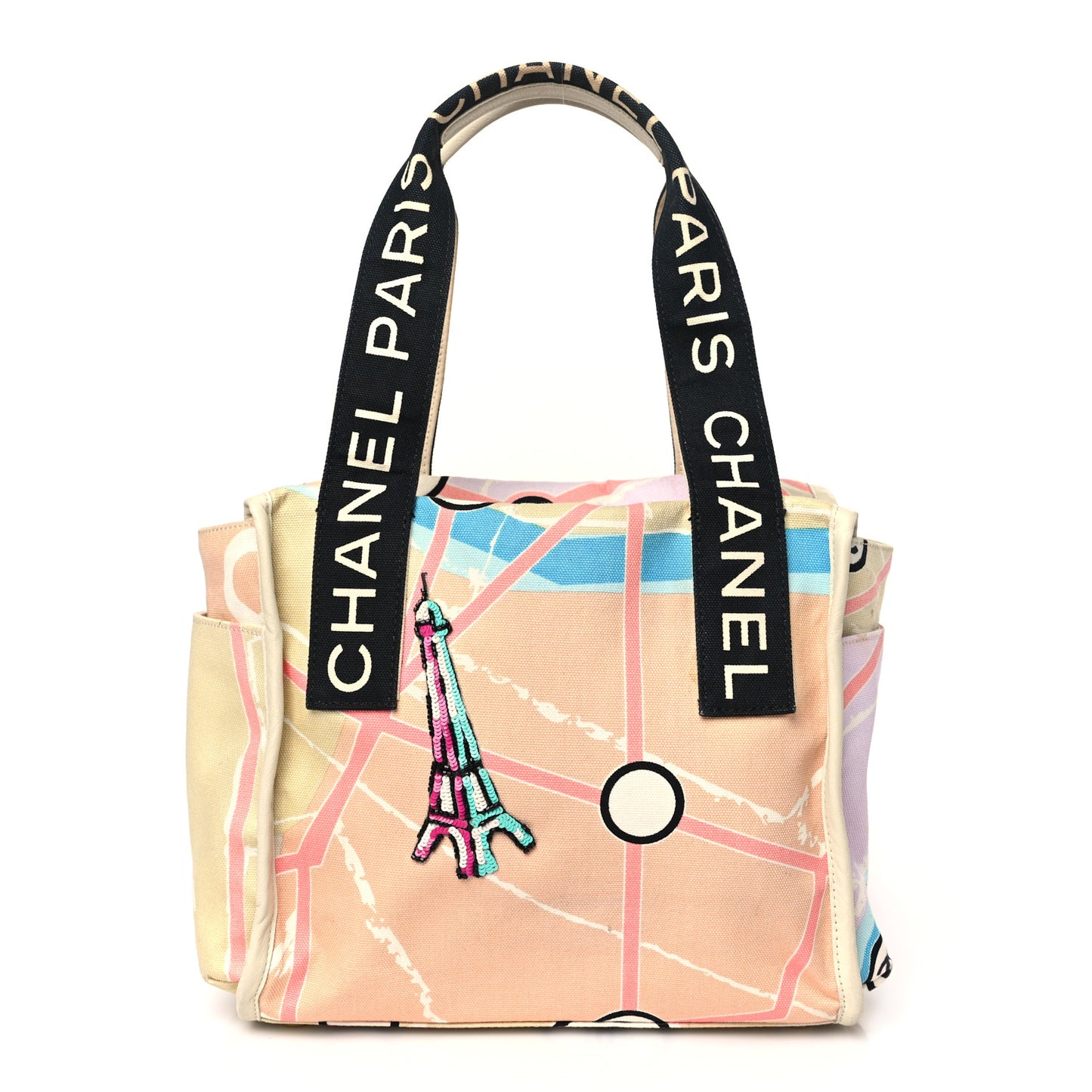 Canvas Small Printed Paris Map Tote Bag