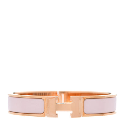 Hermes Enamel Narrow Clic Clac H Bracelet GM Rose Candeur 1 of 7