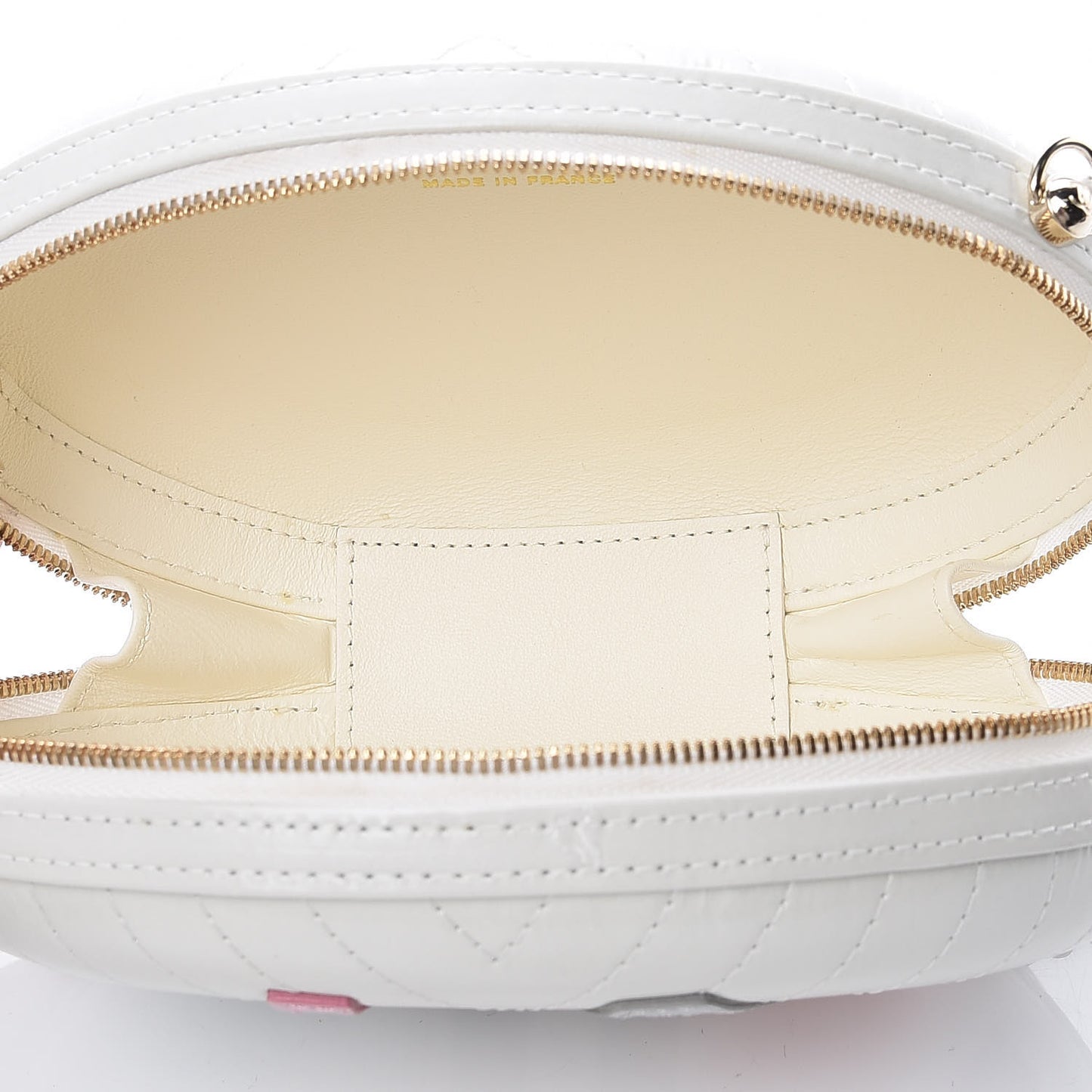 Embroidered Lambskin Chevron Quilted La Pausa Evening Bag White