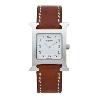 Hermes Stainless Steel Barenia 21mm Heure H Hour Quartz Watch Fauve 1 of 4