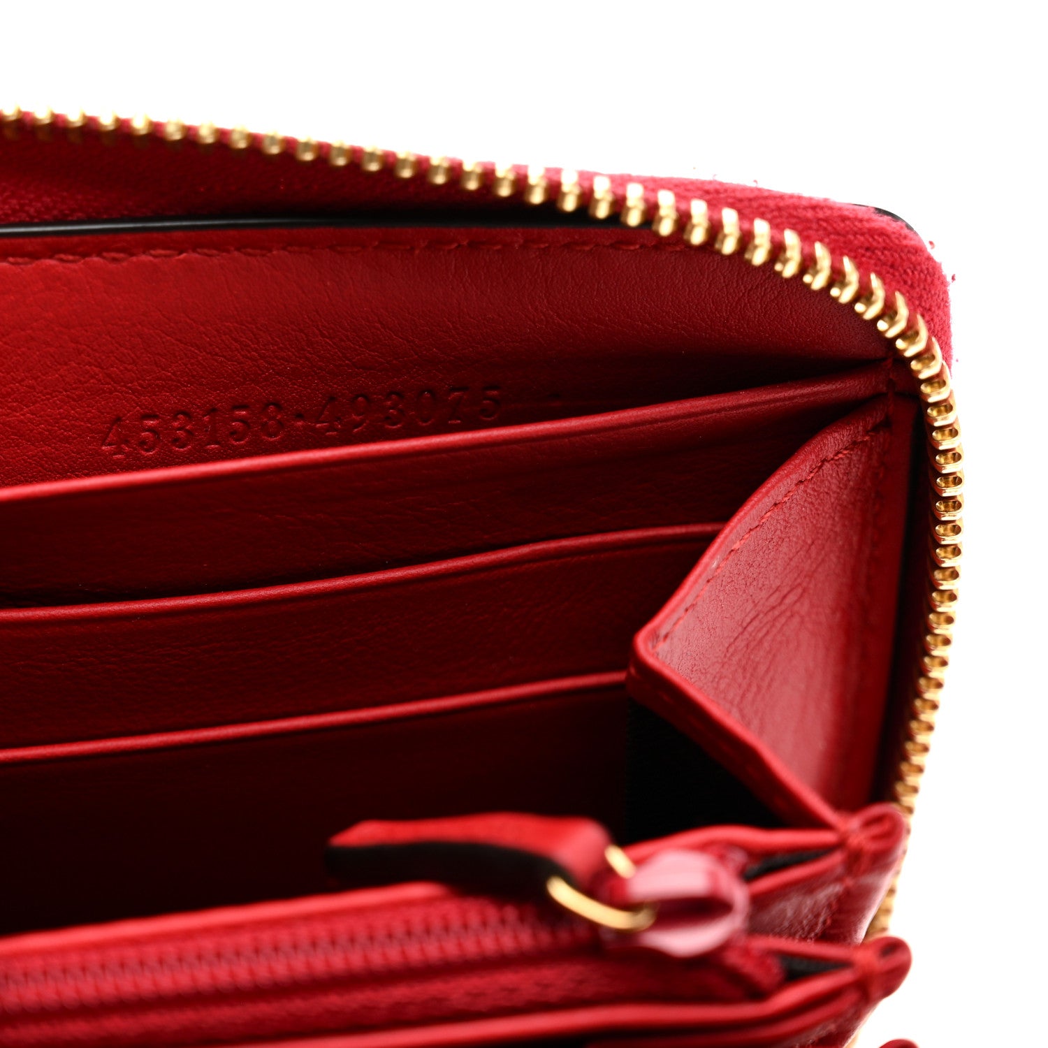 Gucci Calfskin Bamboo Round Zip Long Wallet Red 7 of 9