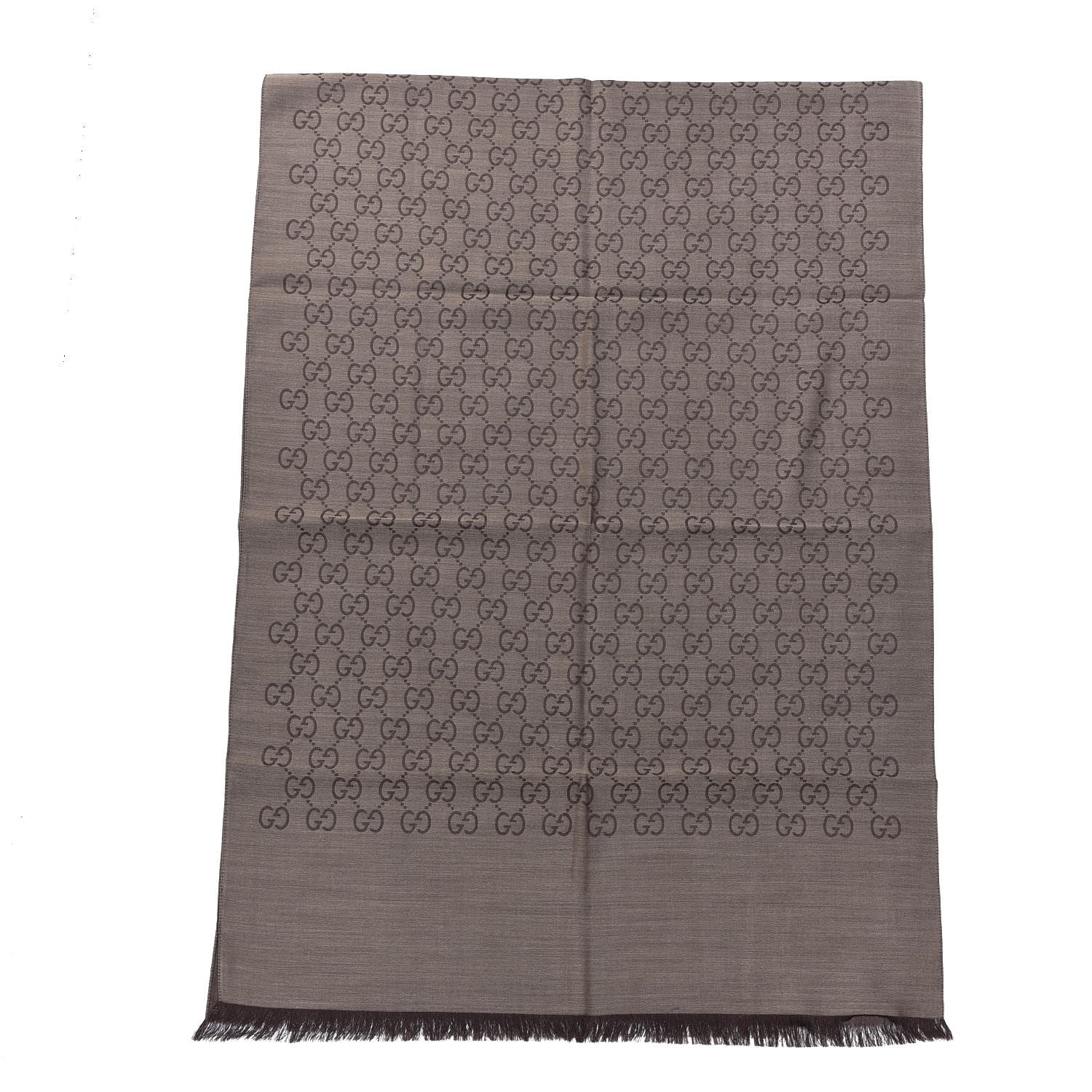 Gucci Wool Silk GG Monogram GGNat Scarf Rope Dark Brown 3 of 10