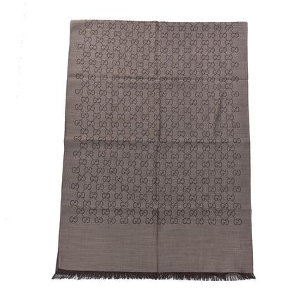 Gucci Wool Silk GG Monogram GGNat Scarf Rope Dark Brown 3 of 10