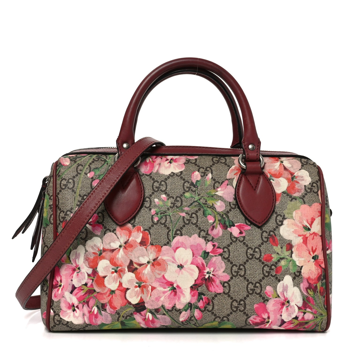 Gucci GG Supreme Monogram Blooms Small Boston Beige Multicolor Dry Rose 1 of 11