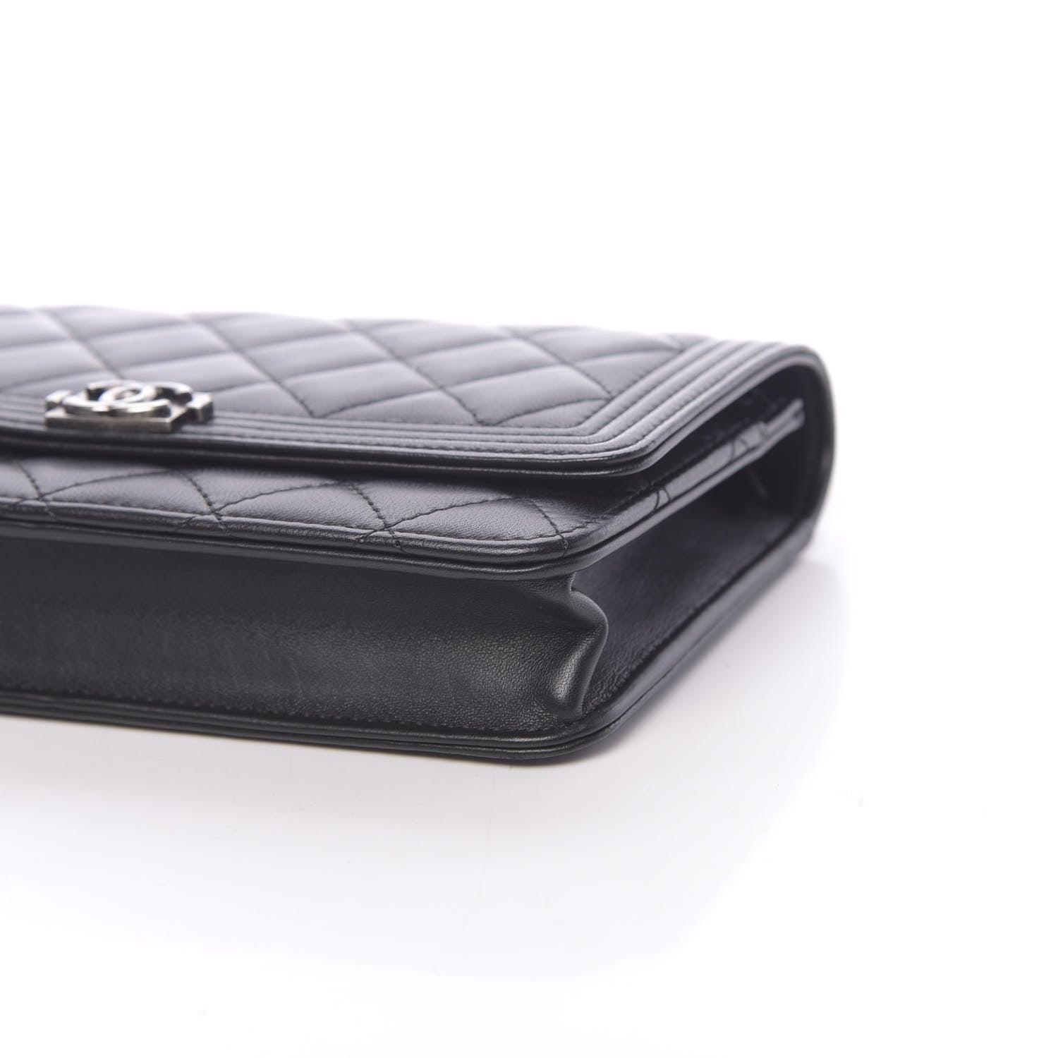 Chanel Lambskin Quilted Boy Wallet On Chain WOC Black 10 of 12