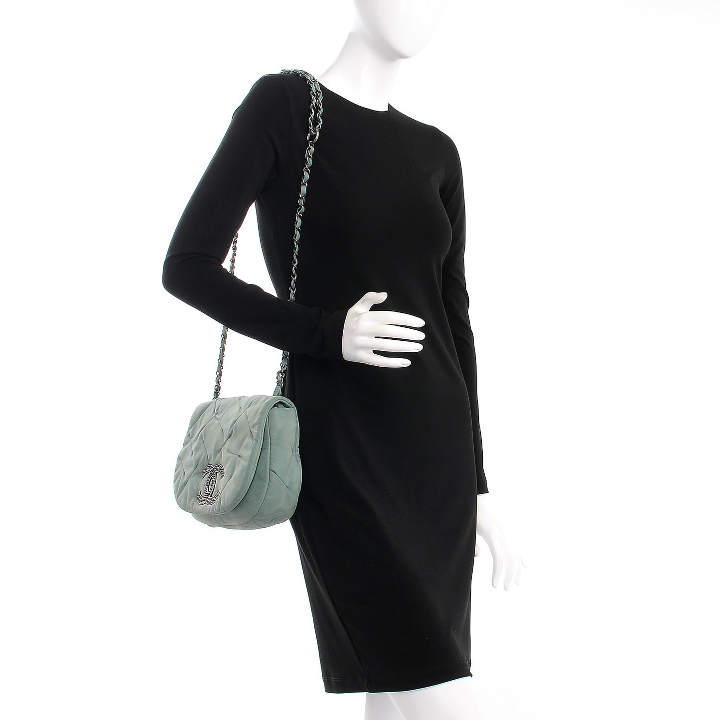 Iridescent Calfskin Glint Flap Green