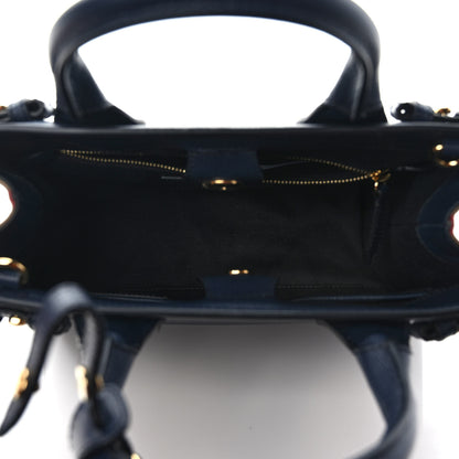 Burberry Derby Calfskin House Check Small Banner Tote Ink Blue 5 of 9