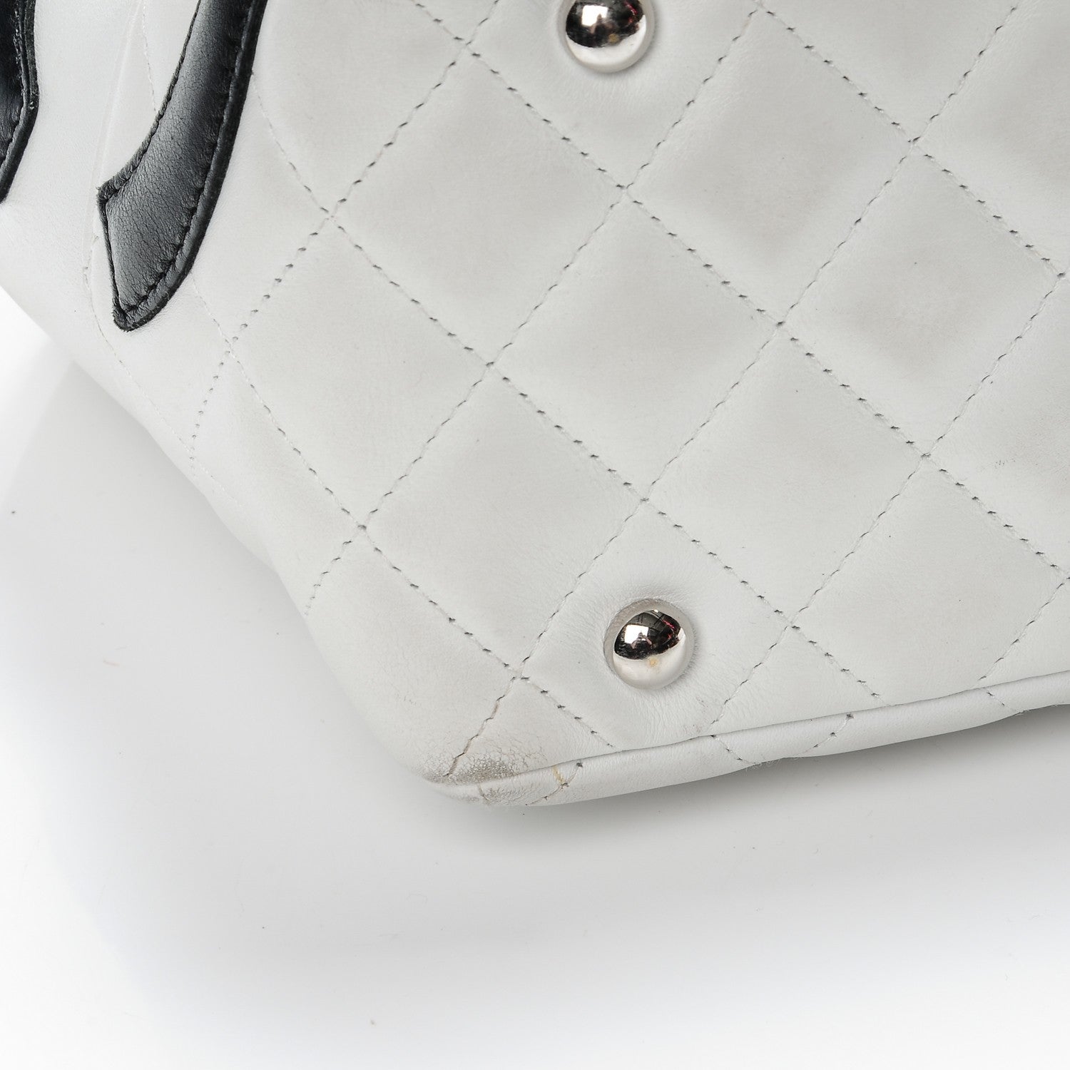 Chanel Calfskin Quilted Large Cambon Bowler White Black 11 of 13