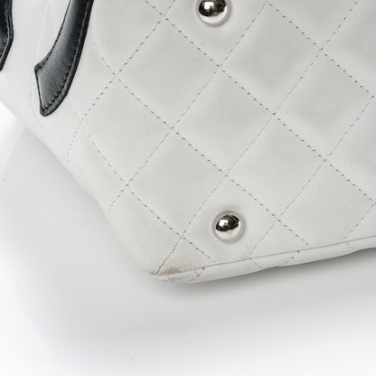 Chanel Calfskin Quilted Large Cambon Bowler White Black 11 of 13