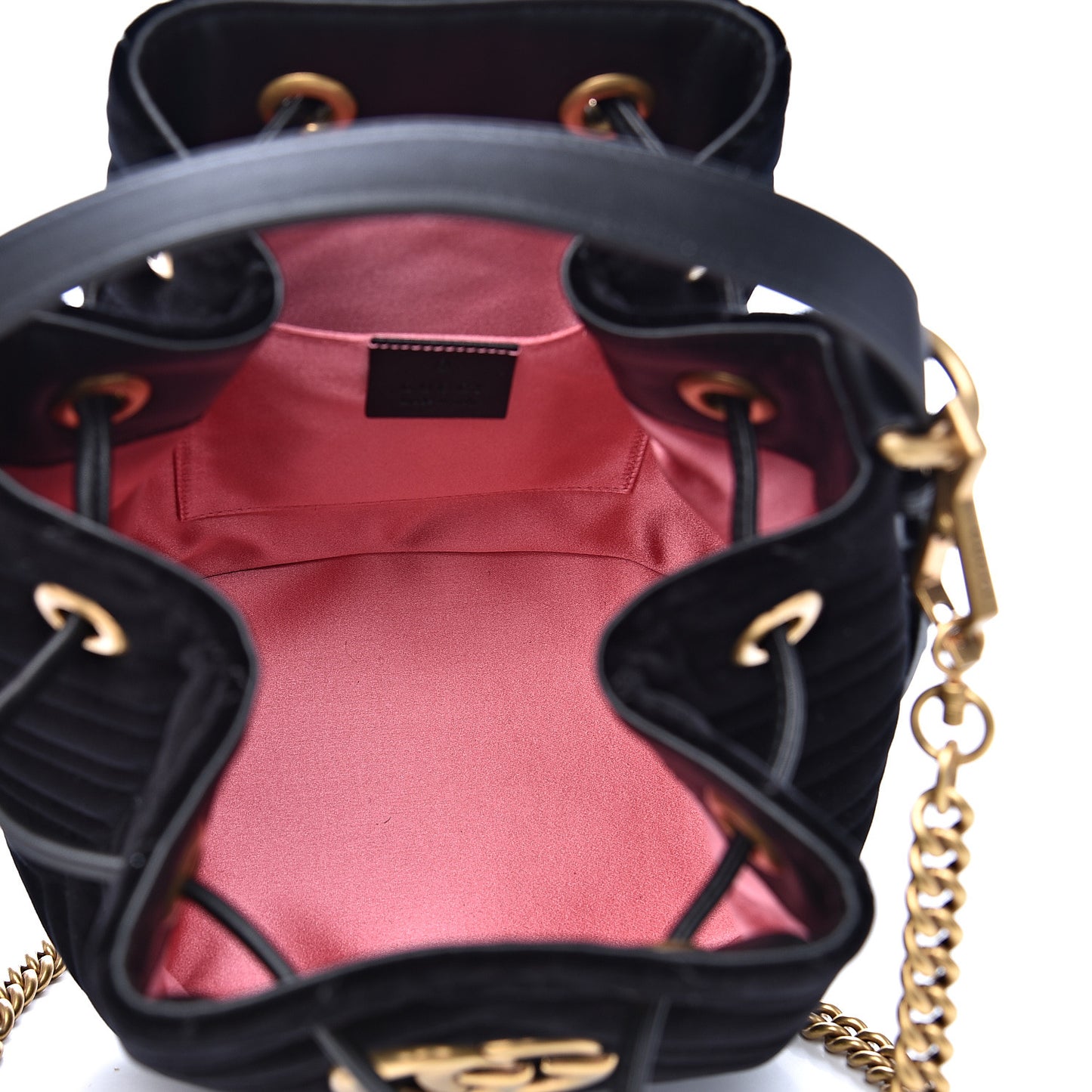 Velvet Matelasse GG Marmont Bucket Bag Black
