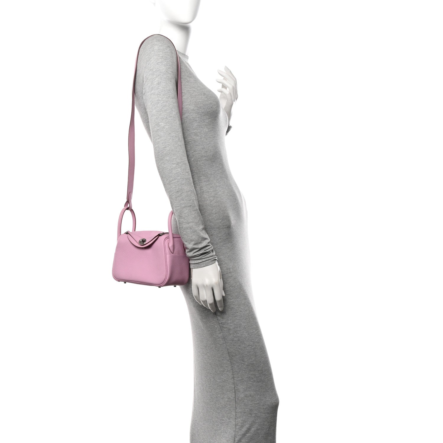 Hermes Taurillon Clemence Mini Lindy 20 Mauve Sylvestre 2 of 15