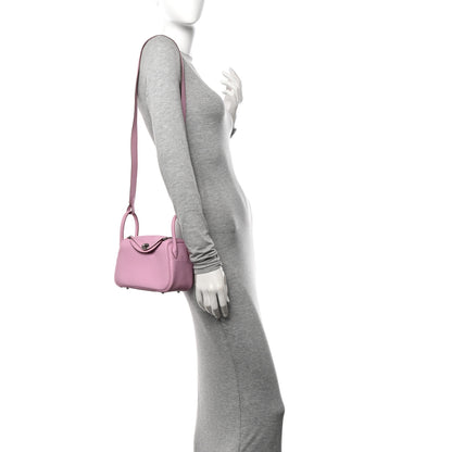 Hermes Taurillon Clemence Mini Lindy 20 Mauve Sylvestre 2 of 15