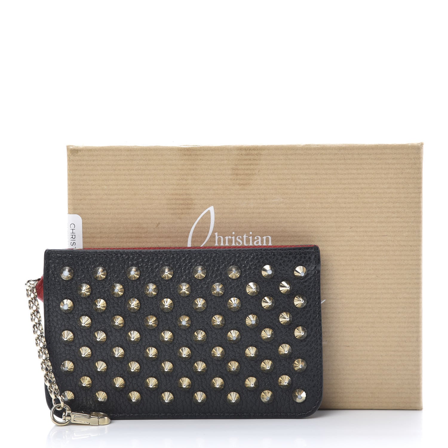 Christian Louboutin Calfskin Empire Panettone Spikes Key Ring Pouch Black 13 of 13