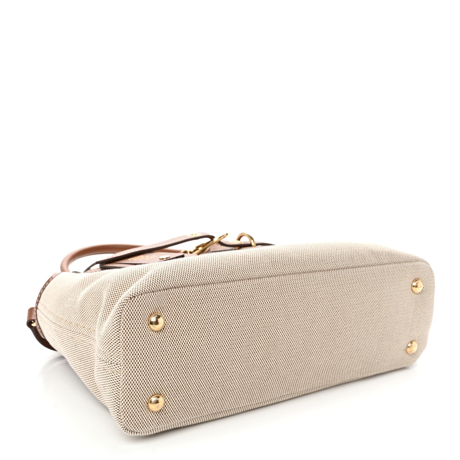 Miu Miu Canvas Calfskin Aventure Bag Beige Brandy 4 of 11